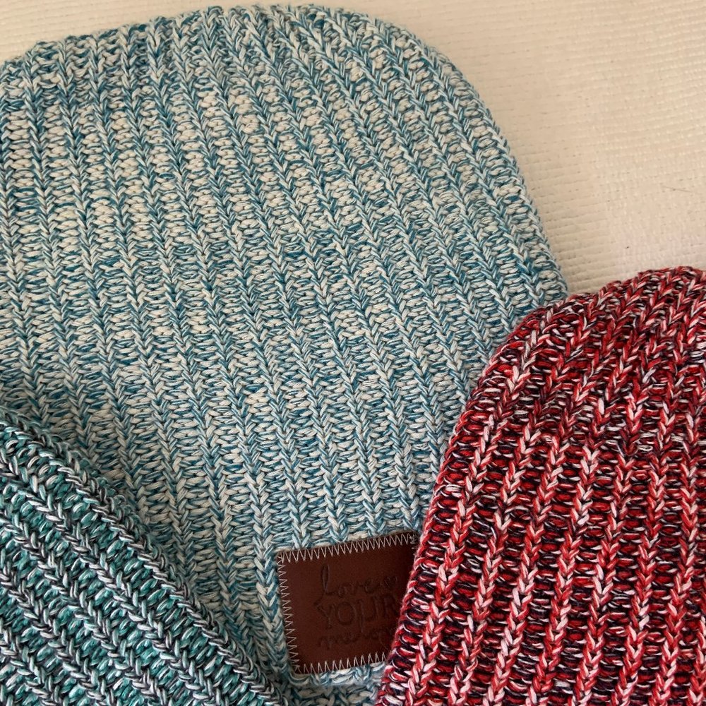 Set of Three Love Your Melon Knit Beanie Hats - Picture 3 of 6
